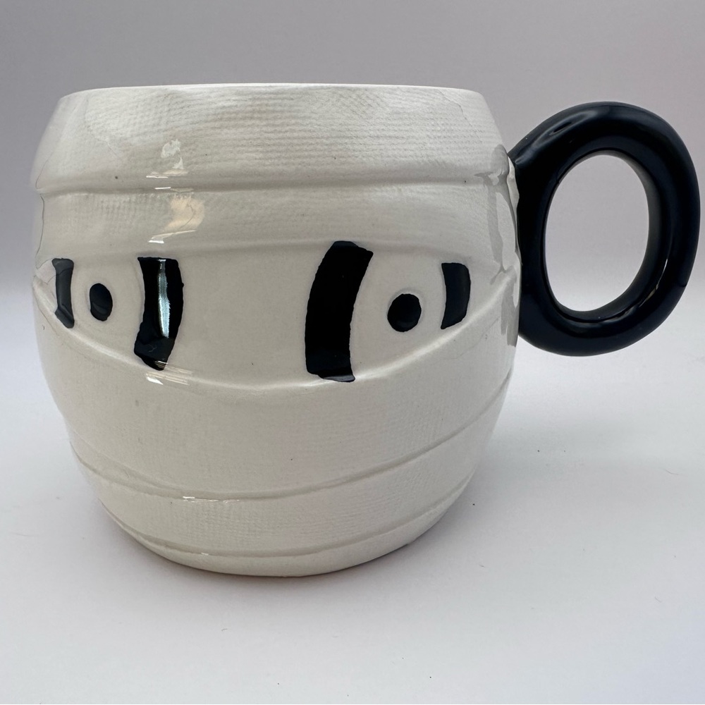 Spooky Mummy Coffee Mug | White Textured Ceramic Halloween Cup